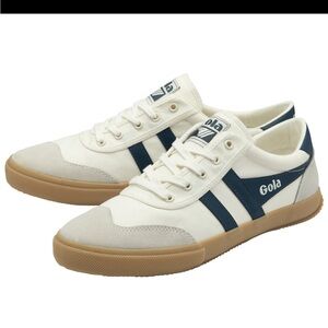 NEW GOLA CLASSICS MEN’S BADMINTON PLIMSOLL SNEAKERS OFF WHITE BALTIC GUM 41 8
